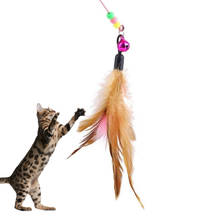 Палочка для кошек и перьев, Интерактивная игрушка для кошек с царапинами, стальная проволочная палочка-колокольчик, забавные товары для домашних животных, товары для котят 2022 - купить недорого