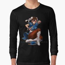 Chun-Li Long Sleeve T Shirt 100% Pure Cotton Big Size Chun Li Anime Girls Fighter Pose 2024 - buy cheap