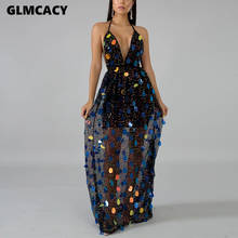 Women Spaghetti Straps Sequin Maxi Dress Sexy Long Beach Dress Sexy Club V Neck Summer Party Dresses 2024 - buy cheap