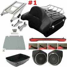 Motorcycle Pack Trunk Rack Backrest Speaker Tail Light For Harley Tour Pak Touring Road Street Electra Glide FLHR FLHT 2014-2020 2024 - buy cheap