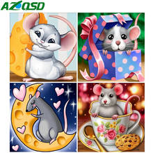 AZQSD-pintura de diamante 5d Diy, mosaico de ratón, taladro cuadrado completo, decoración del hogar, bordado de diamantes, pegatina de pared de Animal, costura 2024 - compra barato