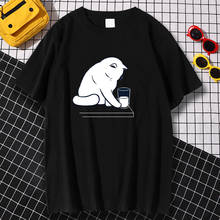 Cat drinking Water Print Mens Clothes Vintage Oversize T-Shirt Fashion Loose Tops Pattern Tee Clothes Men Summer Loose Tshirt 2024 - buy cheap