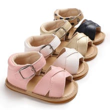 Sandalias de verano para bebé, niño y niña, zapatos de cuna de suela suave de cuero para recién nacido, 0-12M 2024 - compra barato