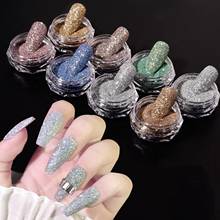 Decoração de manicure faça você mesmo de secagem rápida, 2 peças, longa duração, glitter, arte em pó 2024 - compre barato