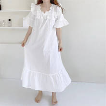 Summer New Korean Women's Nightdress with Loose Lace Nightgown Leisure Medium Long Household Clothes Female Sleepwear Nightwear 2024 - buy cheap