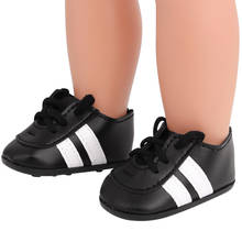 18 Polegada americano boneca meninas sapatos spikes preto esportes sapatos de futebol caminhadas nascido brinquedos do bebê acessórios 18 Polegada meninas boneca s241 2024 - compre barato