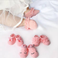3 пары/Лот, кружевные носки для новорожденных с цветочным рисунком, хлопковые нескользящие носки для девочек 0-12 месяцев, осень-лето 2024 - купить недорого