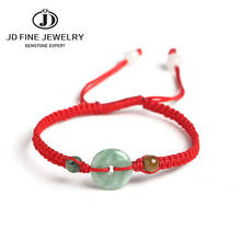 Jd pulseira jade esmeralda natural, pulseira com comprimento ajustável, joia artesanal para mulheres 2024 - compre barato