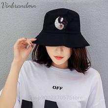 New Arrival Chinese Balance Pug Dogs  Yin Yang of Pugs Panama Bucket Hat Pure Cotton Gorros Fishing Fisherman Hat 2024 - buy cheap