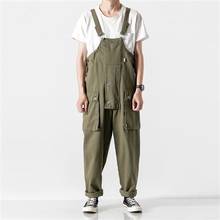 Multi-Pocket Bib Overalls Hip Hop Streetwear Cargo Work Pants Coveralls Men's Casual Baggy Trousers 2024 - buy cheap