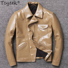Tcyeek 100% jaqueta de couro real dos homens outono inverno roupas 2020 streetwear ajuste genuíno casaco de couro de vaca jaqueta de couro masculino 1810 2024 - compre barato
