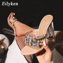 Eilyken Rhinestone Bright color Crystal Slippers Open Toe High Heels Shoes Woman Crystal Transparent Heeled  Slippers Sandals 2024 - buy cheap