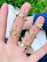 10Pcs 2021 Fashion Minimalist Zircon Gold Filled Star Heart Butterfly Adjustable Rings Jewelry for Women 2024 - buy cheap