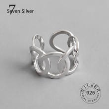 Anéis de prata esterlina 925 real para mulheres, vazados, joias finas da moda, grandes, ajustáveis, anéis antigos 2024 - compre barato