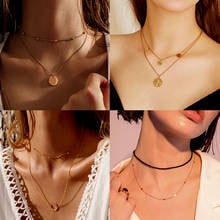 long pendant necklace women stainless steel necklace fashion moon circle map pendant necklace jewelry multilayer necklace gift 2024 - buy cheap