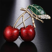 Red Enamel Brooches For Women Kids Cherry Brooch Corsage Small Bouquet Hijab Pins Feminino Party Dress Accessories New 2024 - buy cheap