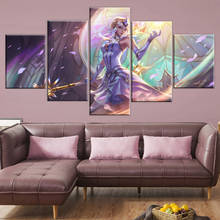 Pintura em tela hd, 5 peças, estrutura de impressão hd liga of legends lux, cartaz de tipo modular, casa, decoração, quarto, sala de estar 2024 - compre barato