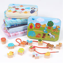 Brinquedos de madeira criativos, diy, desenho de fruta, animal, contas, barbear, jogo educativo para bebês, crianças 2024 - compre barato