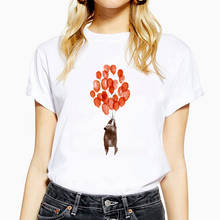 Женская футболка с забавным мультяшным принтом, летняя повседневная футболка с коротким рукавом и круглым вырезом, белая футболка для девочек, топы, женские футболки 2024 - купить недорого