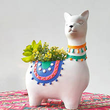 Vaso de resina para plantas alpacas, vaso de flores de lama para suculentas plantas pintadas à mão, pote de animal para bonsai, decoração de mesa para jardim de casa 2024 - compre barato