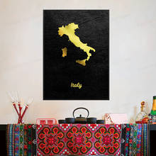 Pintura en lienzo de Italia para decoración de dormitorio y sala de estar, póster con imagen de mapa dorado, minimalista y moderno para pared 2024 - compra barato