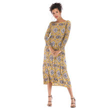 Popular European and American women's fashion print spring autumn dress women's Long Sleeve Chiffon Dress 2024 - buy cheap