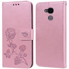 Luxo couro flip book caso para huawei honor 7i/shot x 7 lite rosa flor carteira suporte do cartão caso telefone capa 2024 - compre barato