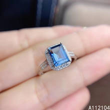 KJJEAXCMY fine jewelry 925 sterling silver inlaid natural London blue topaz women fashion noble square Chinese style gem ring su 2024 - buy cheap