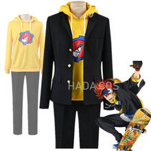 Anime SK8 The Infinity Reki Cosplay Costume Yellow Hoodie Sweater Black Suit Red Wig Outfits Halloween Carnival Suit Uniform Men 2024 - buy cheap