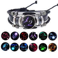 Pulsera de 12 Constellation luminosa para hombre Leo Escorpio Libra Virgo Aries Gemini Pisces taureo Aquarius libro pulseras 2024 - купить недорого