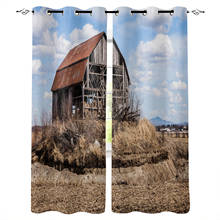 Old Barn Retro Style Window Curtains Home Decor Living Room Curtains Kitchen Drapes Panel Curtains for Bedroom 2024 - buy cheap