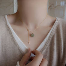 Colar pingente de jade prata esterlina 925 silvologia, colar redondo com botão da sorte para mulheres joias de aniversário 2024 - compre barato
