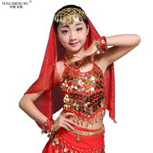 Conjunto de trajes de danza del vientre para niños, ropa de danza Oriental para niñas, traje de sujetador superior de danza del vientre de la India 2024 - compra barato