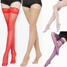 1 par de meia calça feminina sensual renda transparente coxa alta meias femininas rede para mulheres rosa roxo pele vermelha 2024 - compre barato