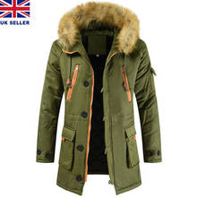Mens Winter Faux Fur Collar Coat Parka Jacket Hooded Warm Long Outwear Overcoat 2024 - buy cheap