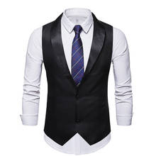 Black Shawl Lapel Suit Vest Men 2021 Brand Slim Fit Sleeveless Vest Waistcoat Men Business Wedding Tuxedo Vests Chaleco Hombre 2024 - купить недорого