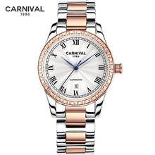 CARNIVAL-Reloj de pulsera para mujer, accesorio de lujo resistente al agua con calendario dorado, reloj mecánico femenino 2024 - compra barato