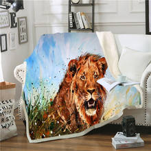 Lion Sherpa Blanket on Bed Animal Cartoon Cat Watercolour Plush Throw Blanket Horse Unicorn Octopus Bedspread Sofa Cover  Kids 2024 - buy cheap