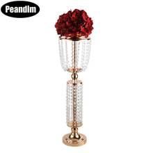 PEANDIM 10 PCS Gold Acrylic Road Lead Crystal Vase Wedding Table Centerpieces Event Party Flower Rack Home Decoration 2024 - buy cheap