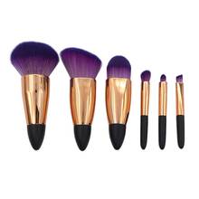 6pcs/set Portable Makeup Brush Set  with Rose Golden Aluminum Tube Purple Hair Short Handle Beauty Tool Kit 2024 - buy cheap