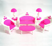 Juego de lámpara de escritorio para sofá, accesorios para muñeca Barbie de alta calidad, de plástico, Vintage, regalo de cumpleaños para niña, 6 artículos por juego 2024 - compra barato