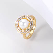 2021 Trendy Pearl Statement Rings for Women Charm Luxury Zircon Pearls Finger Fashion Wedding Jewelry Aesthetic Gold Rings Bague 2024 - buy cheap