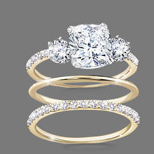 Conjunto de 3 unids/set de anillos Infinity para mujer, sortijas cuadradas de cristal blanco para parejas, joyas de compromiso para mujer, joyería de boda al por mayor 2024 - compra barato