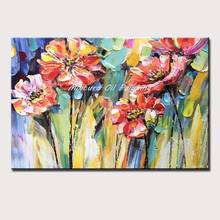 Mintura Handpainted Oil Paintings On Canvas Red Plum Blossom Home Decoration Office Decor Morden Canvas Art Plant Draw No Framed 2024 - buy cheap