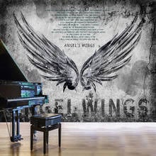 Custom 3D Wallpaper Retro Angel's Wings Cement Wall Murals Restaurant Cafe KTV Bar Background Wall Decor Modern Creative Fresco 2024 - compre barato