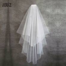 Jieruize véu curto com pente simples tule véus de casamento duas camadas acessórios de noiva véu de casamento branco 2024 - compre barato