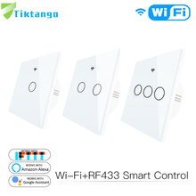 WiFi Smart Glass Panel Switch Tuya App Remote Control  Work With Alexa Echo Google Home RF433 EU Type White Touch 1/2/3 Gang 2024 - buy cheap