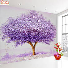 Purple Tree 3d Wallpapers for Living Room Wall Papers Home Decor Contact Paper Improvement Glitter Textured Vinyl Wallpaper Roll 2024 - купить недорого