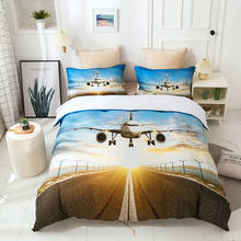 3D Airplane Bedding Set Blue Sky Plane Airport Duvet Cover Set Double Queen Size Quilt Model Airplane Boys Gift Bed Lines 2024 - buy cheap
