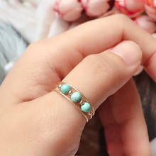 Natural Turquoise Rings 14K Gold Filled Knuckle Ring Mujer Boho Bague Femme Handmade Minimalism Jewelry Rings for Women 2024 - buy cheap